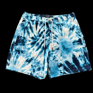 Abercrombie & Fitch Mens 32 Blue Tie Dye Printed Board Shorts Stretch Swimwear